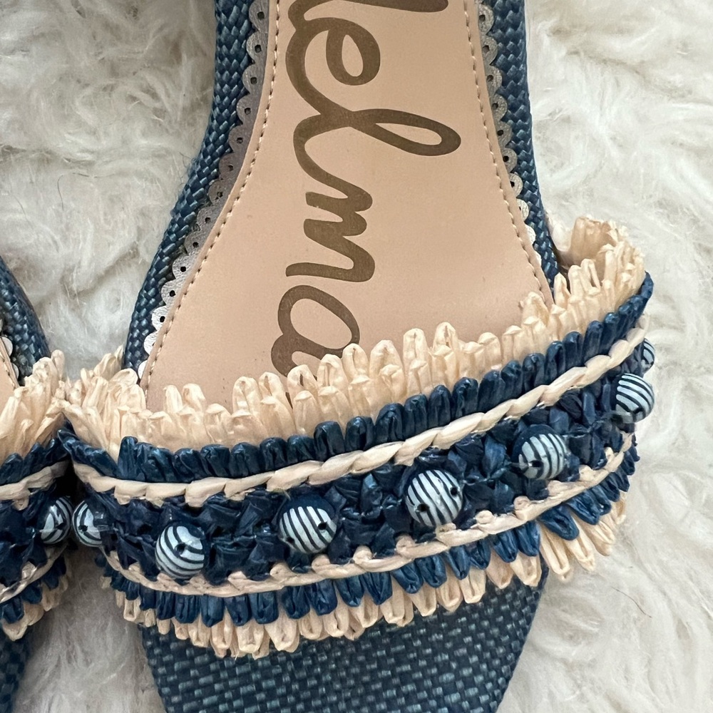 Sam Edelman Olisa Raffia Block Heel Ankle Strap Heels - Picture 3 of 6